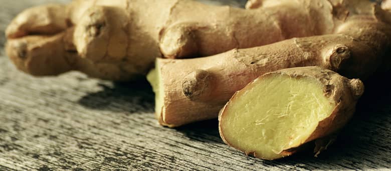 A root of fresh ginger.