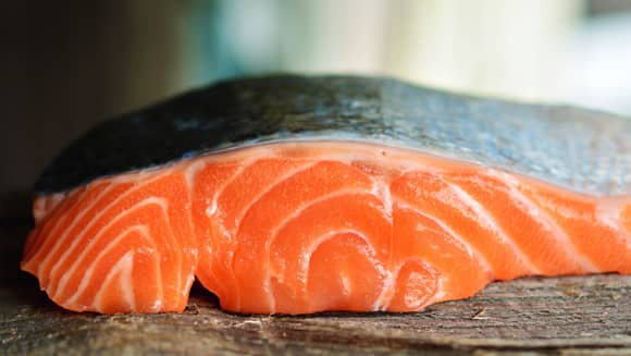 Fresh salmon fillet.