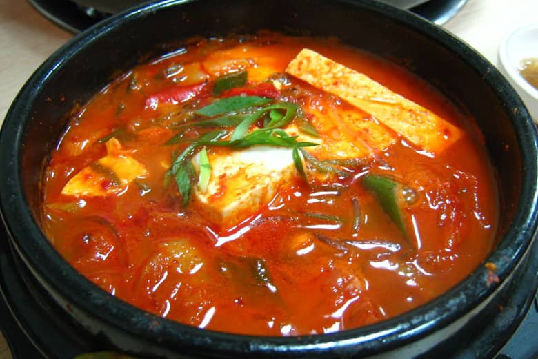 A bowl of Kimchi Jjigae.