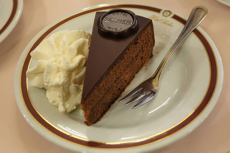 Sachertorte with cream.