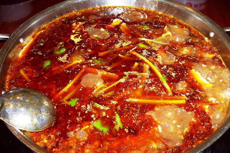 Sichuan Hot Pot cooking.