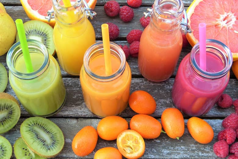 Healthy smoothies with fresh fruit.