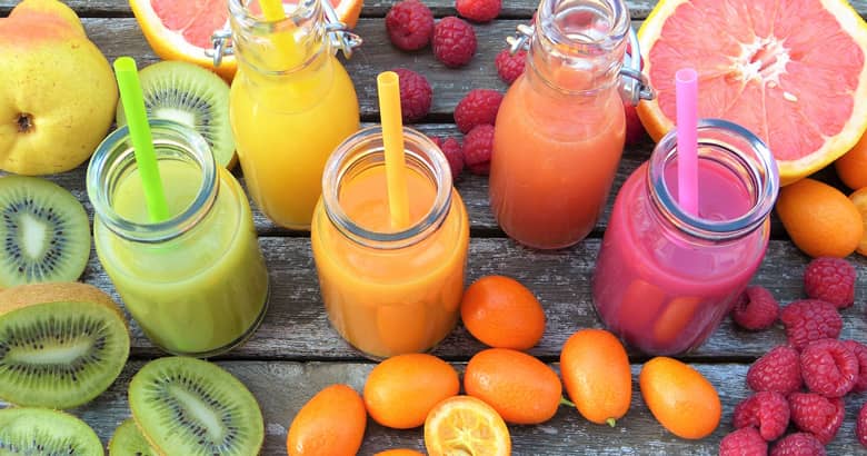 Healthy smoothies with fresh fruit.