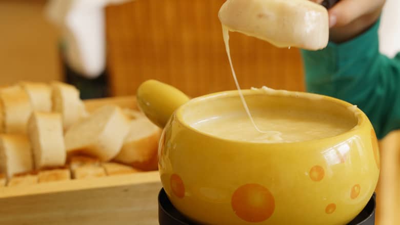 Swiss cheese fondue.
