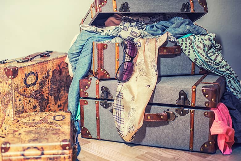Vintage Travel Theme with old suitcases.
