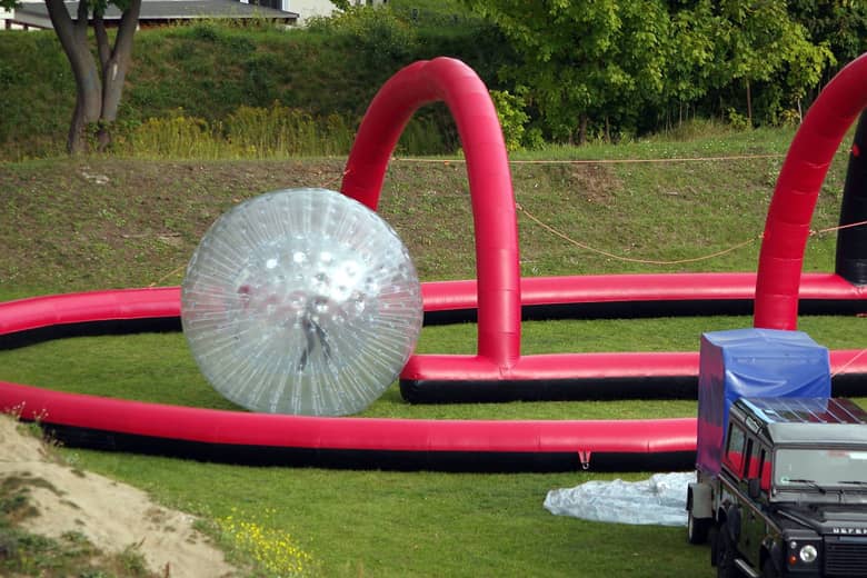 A zorbing ball in a circuit.
