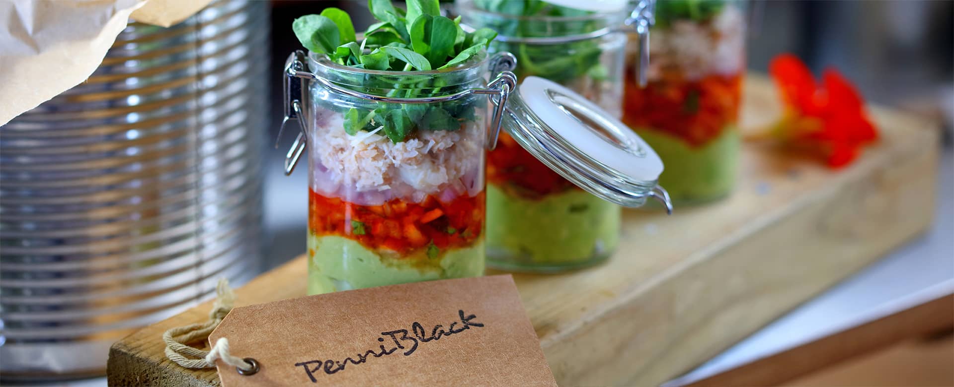 Individual picnic salads in jars by PenniBlack.