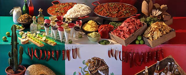 Mexican themed street food station.