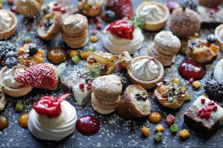A selection of sweet canapés from our menu.