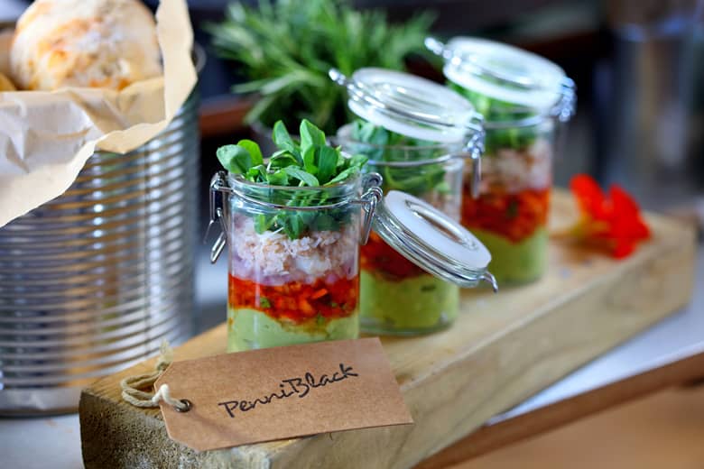 Individual picnic salads in jars by PenniBlack.