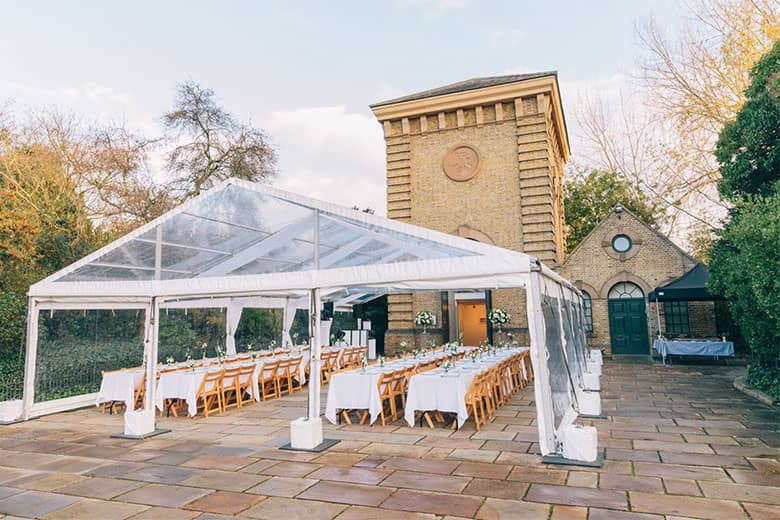 Pump House Gallery at Battersea Park with Marquee.