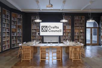 The library area set up for a workshop.