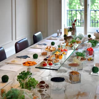 Canapés served in the Cellar room.
