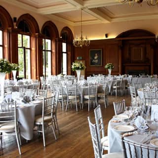 Wedding banquet arrangement in the Portrait Room.