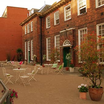 Outdoor Courtyard with Seating Areas.